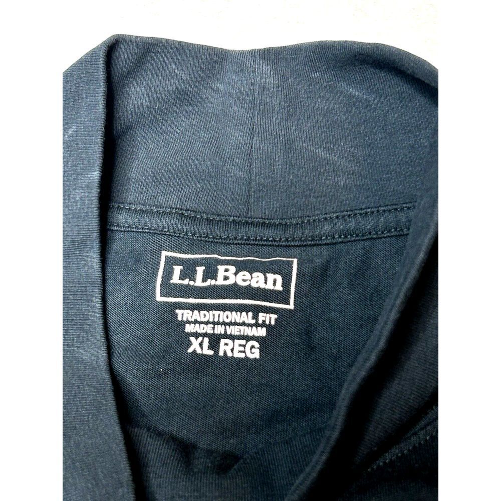 LL Bean Men's XL Black Regular Traditional Fit Carefree Mockneck Shirt‎